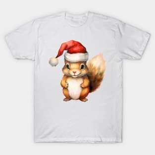 American Red Squirrel in Santa Hat T-Shirt